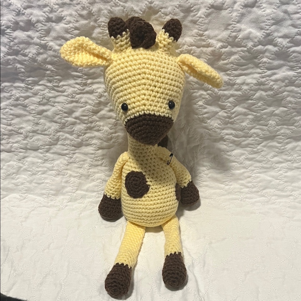 Handmade Yellow & Brown Crocheted Giraffe Plush